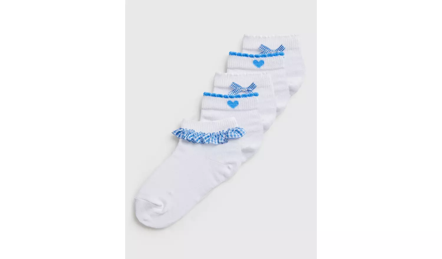 Blue Gingham Socks 5 Pack - 4-5.5