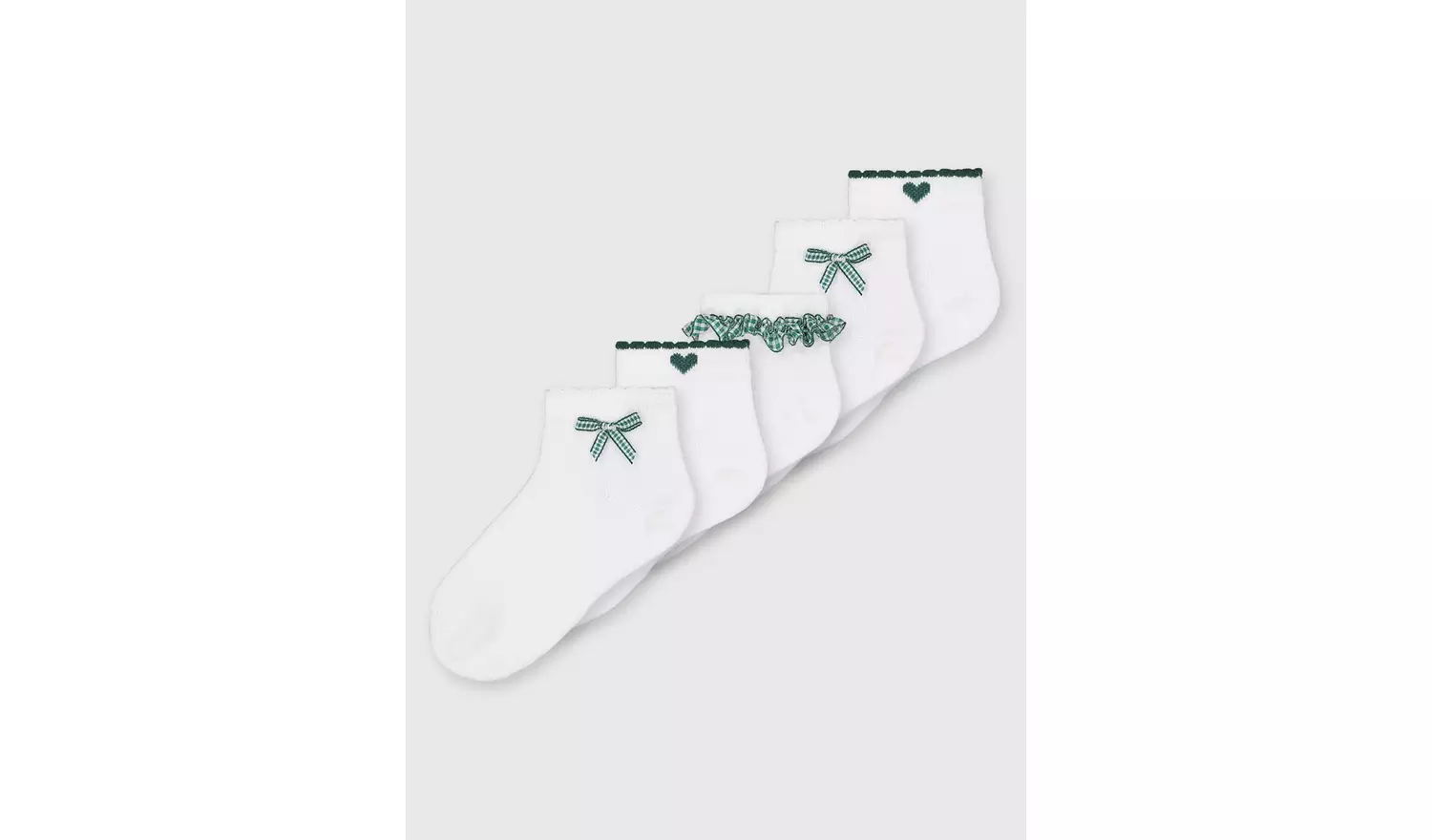 Green Gingham Socks 5 Pack 6-8.5