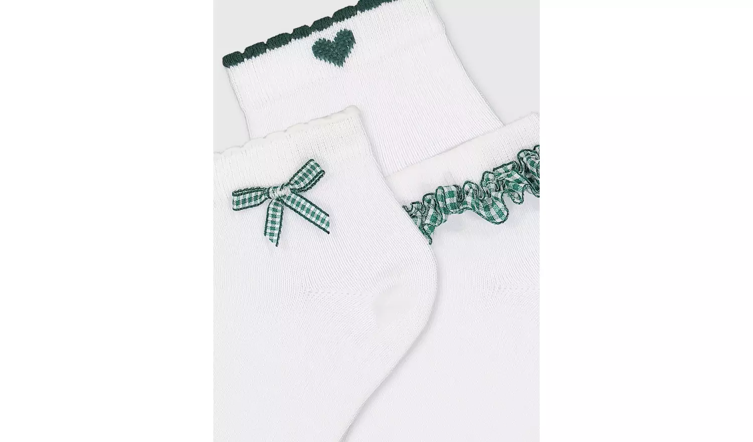 Green Gingham Socks 5 Pack 6-8.5