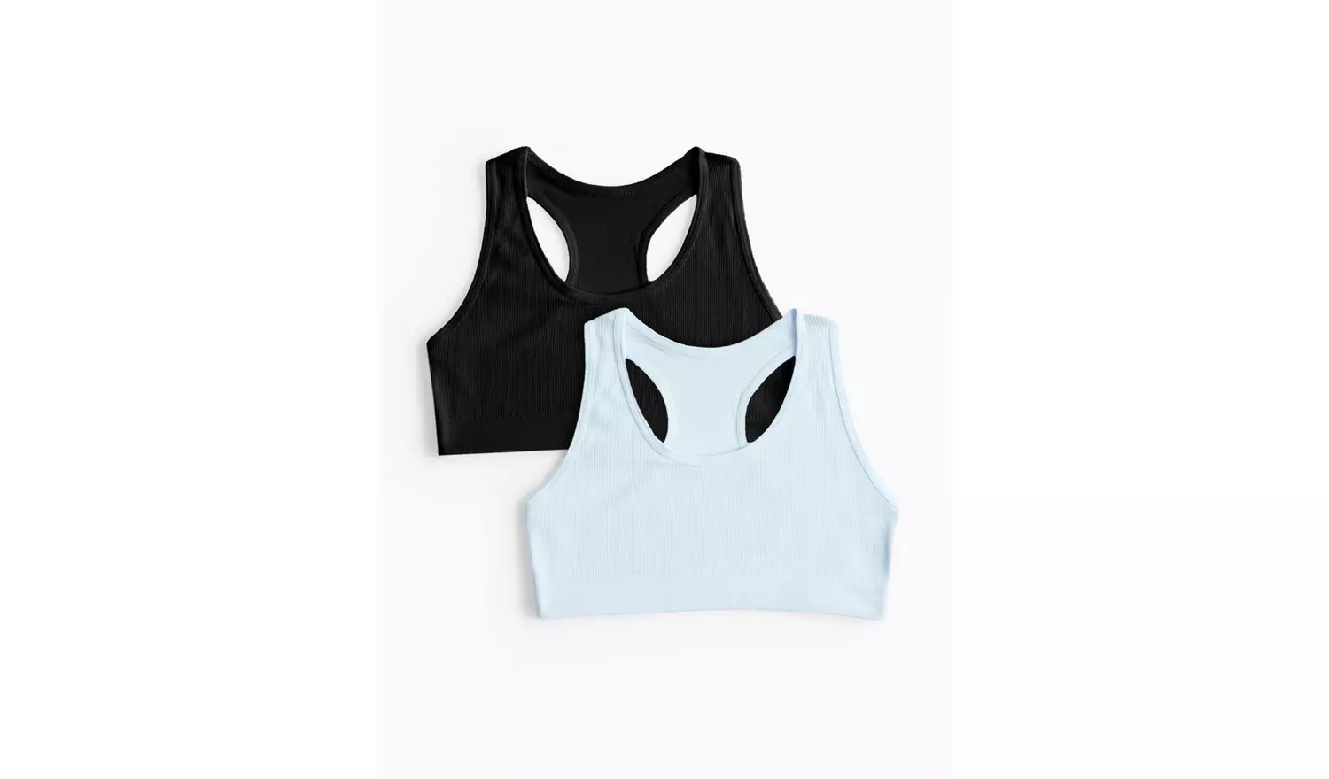 Blue & Black Seamfree Racer Back Crop Top 2 Pack 8-10 years