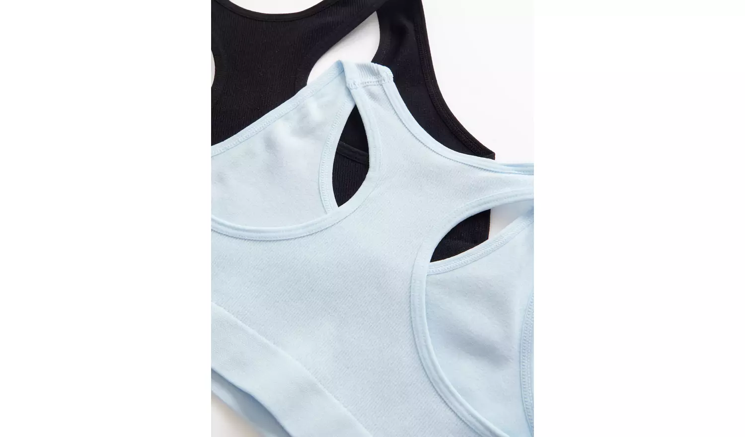 Blue & Black Seamfree Racer Back Crop Top 2 Pack 8-10 years