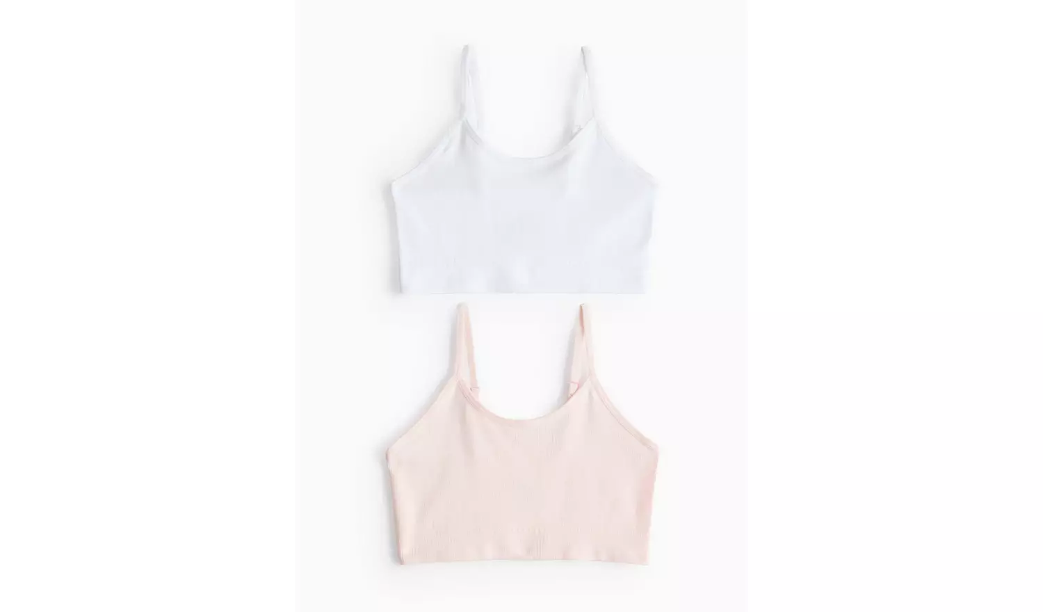 Pink & White Seamfree Ribbed Crop Top 2 Pack 6-8 years