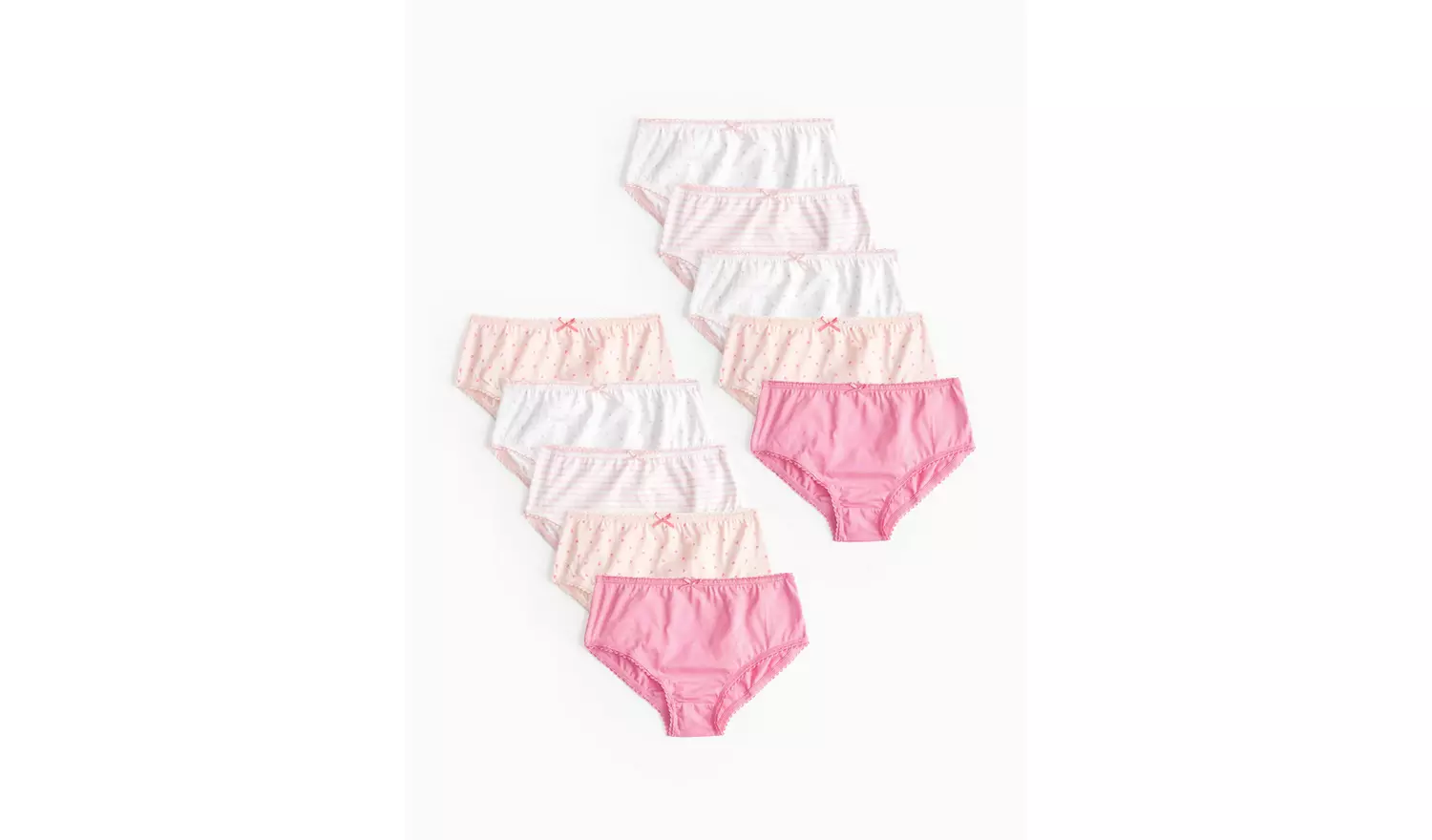 Pink Heart Stripe Printed Briefs 10 Pack 7-8 years