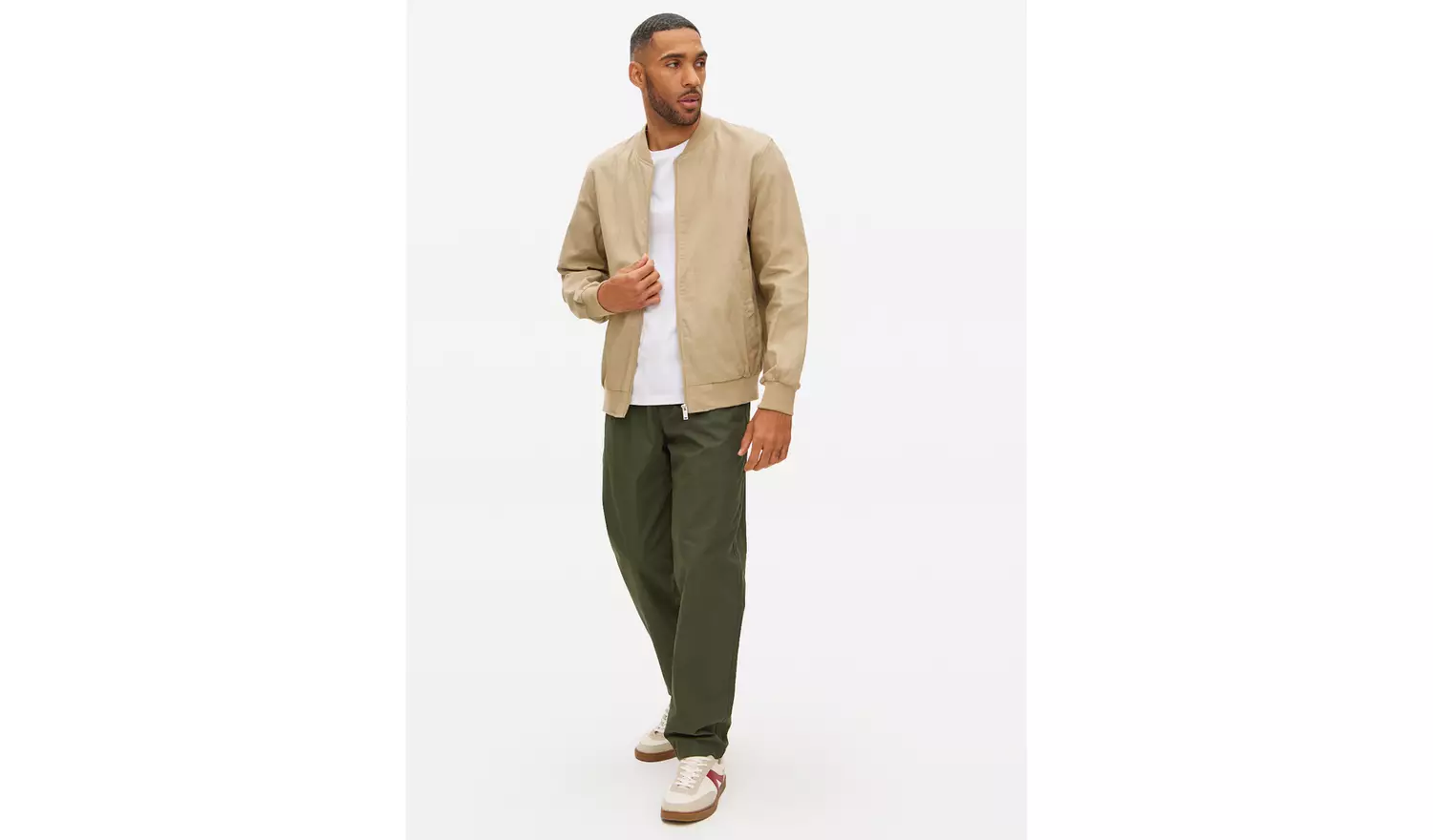 Brown Linen Bomber Jacket S
