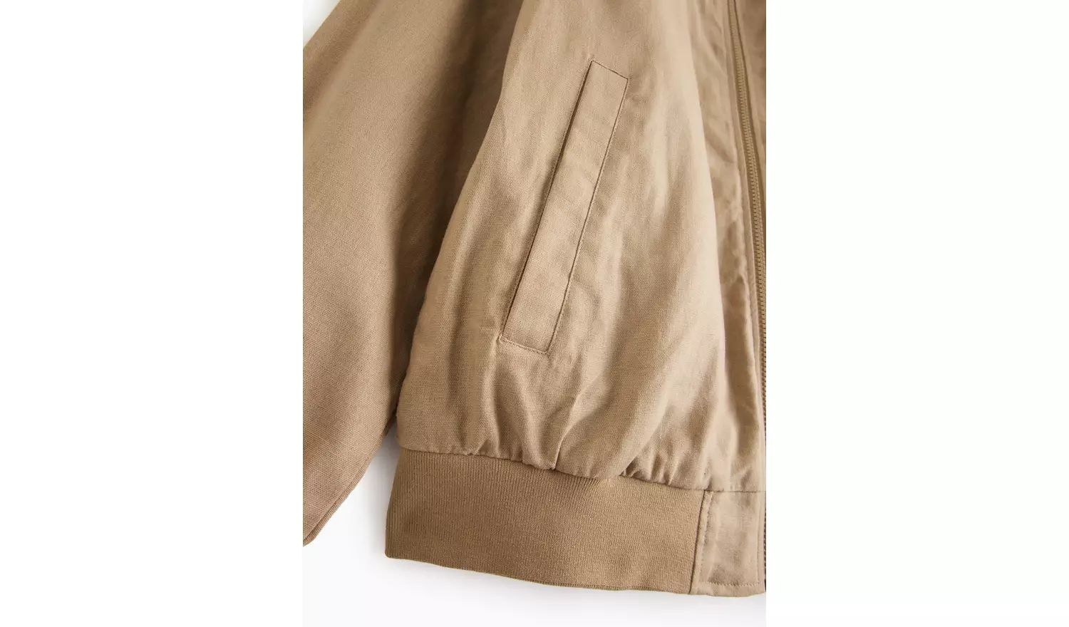 Brown Linen Bomber Jacket M