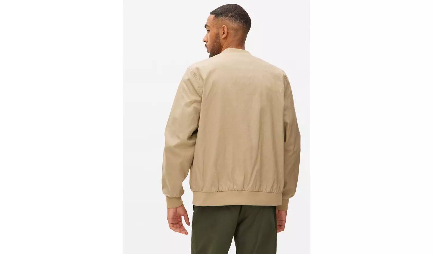 Brown Linen Bomber Jacket M