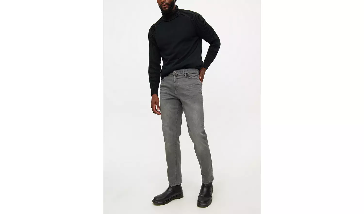 Mid Grey Washed Slim Fit Denim Jeans30R