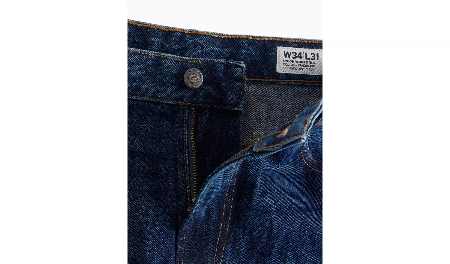 UNION WORKS Dark Rinse Straight Leg Denim Jeans 38R