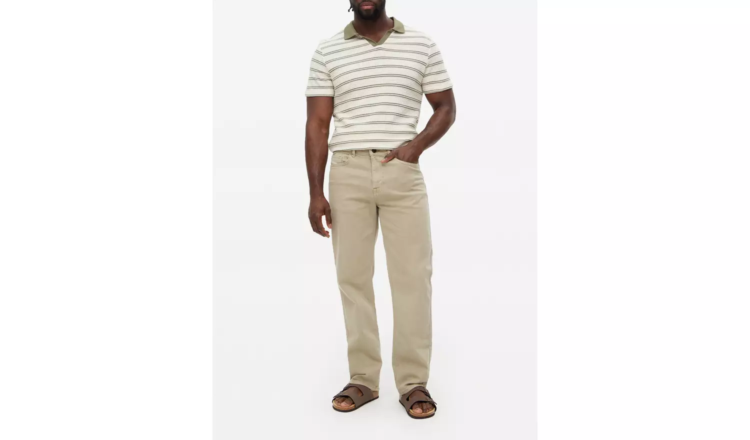 Beige Garment Dye Denim Jeans 36L