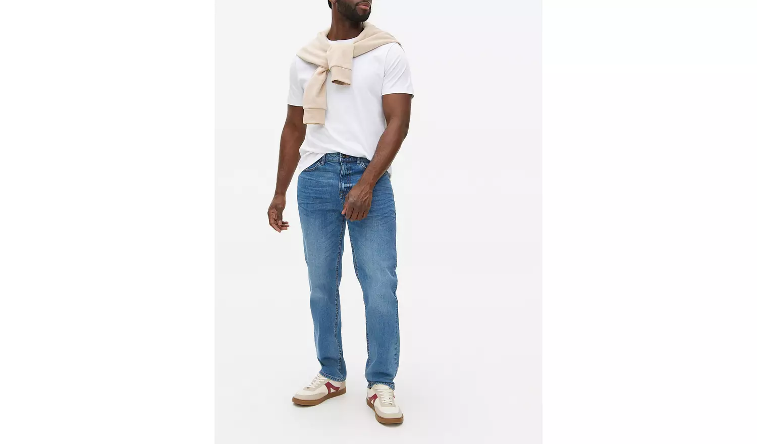 Mid Washed Denim Straight Leg Jeans 34S