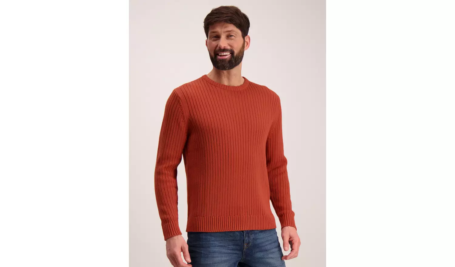 Navy Fisherman Rib Crew Neck Jumper - XS
