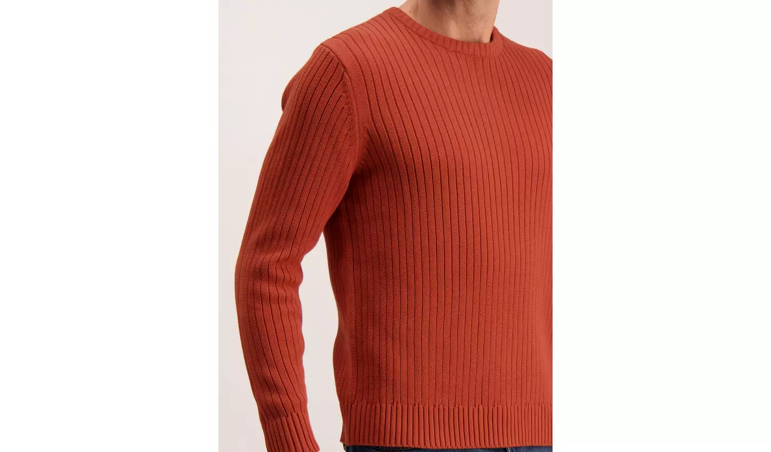 Navy Fisherman Rib Crew Neck Jumper - M