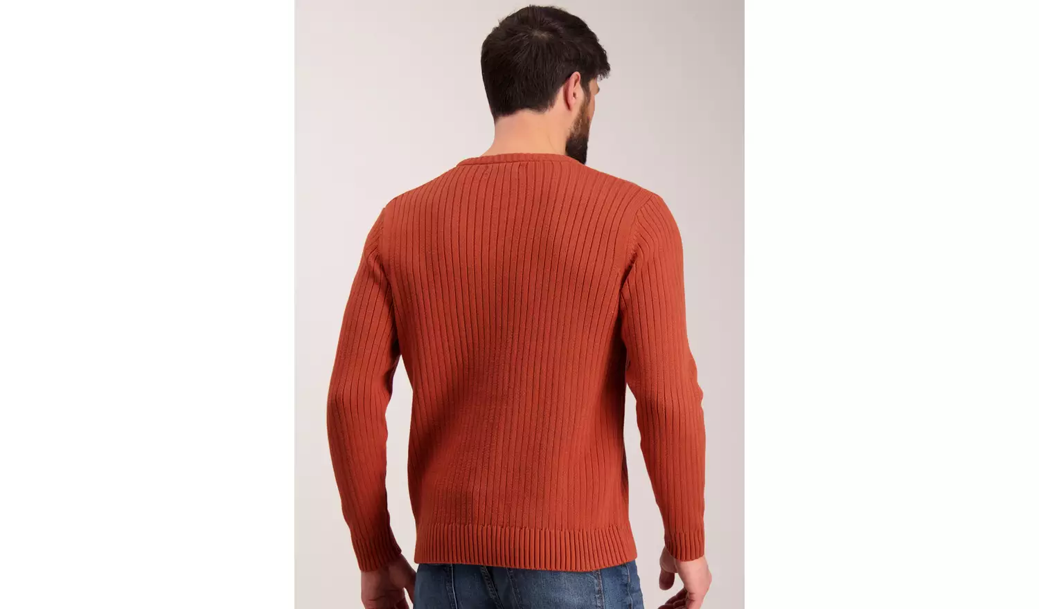 Navy Fisherman Rib Crew Neck Jumper - M