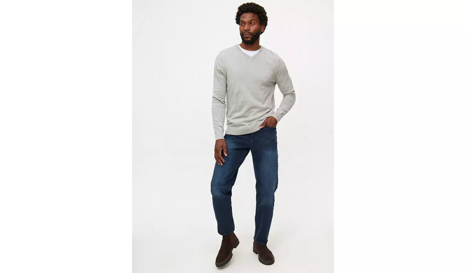 Light Grey Core V Neck JumperL
