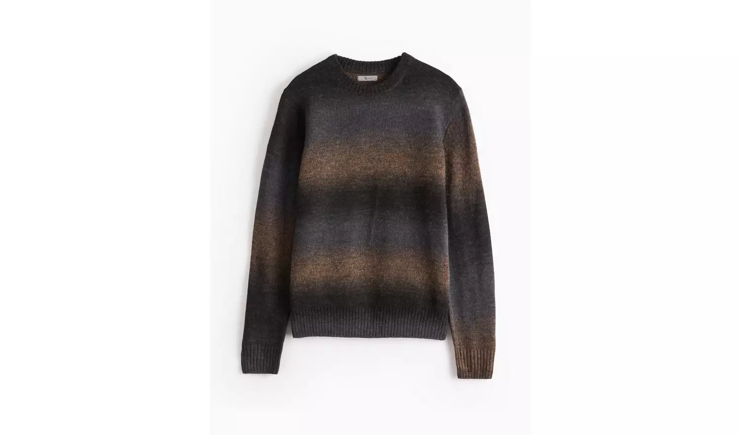 Brown Ombre Stripe Crew Neck Knitted Jumper L