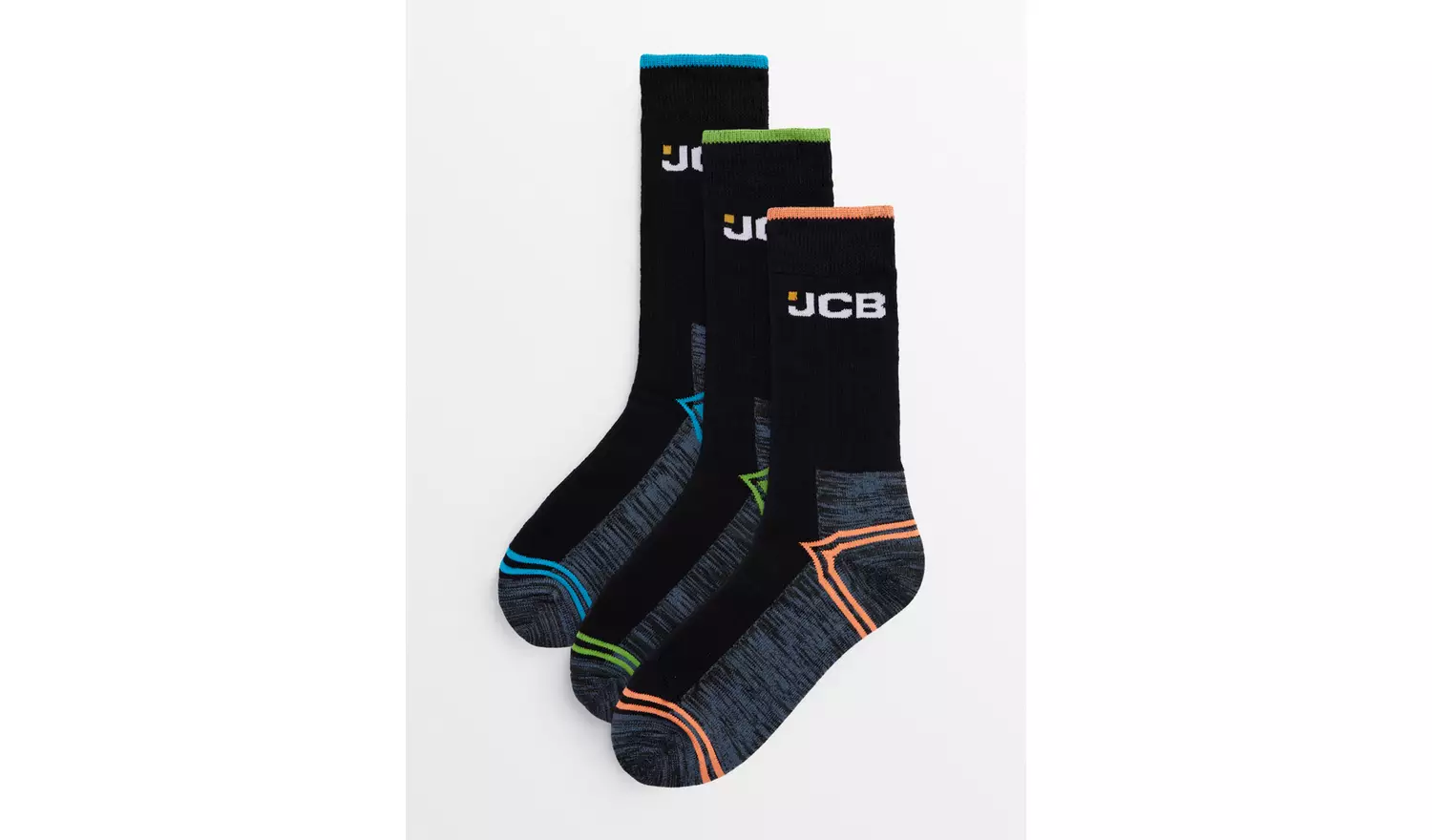 JCB High Vis Neon Trim Socks 3 Pack 6-11