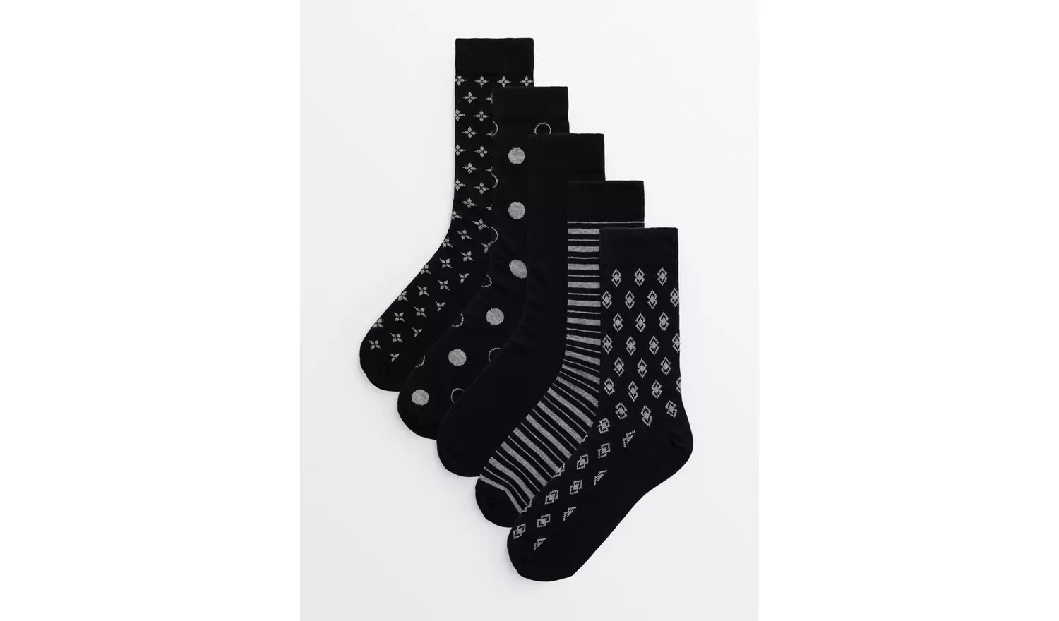 Black Ditsy Geo Stay Fresh Ankle Socks 5 Pack 9-12