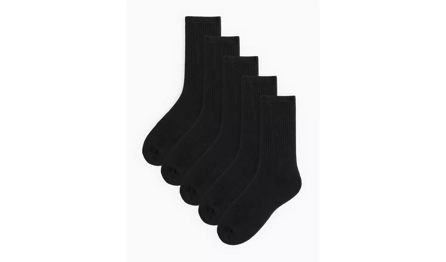Black Sports Socks With Arch Support 5 Pack 6-8.5