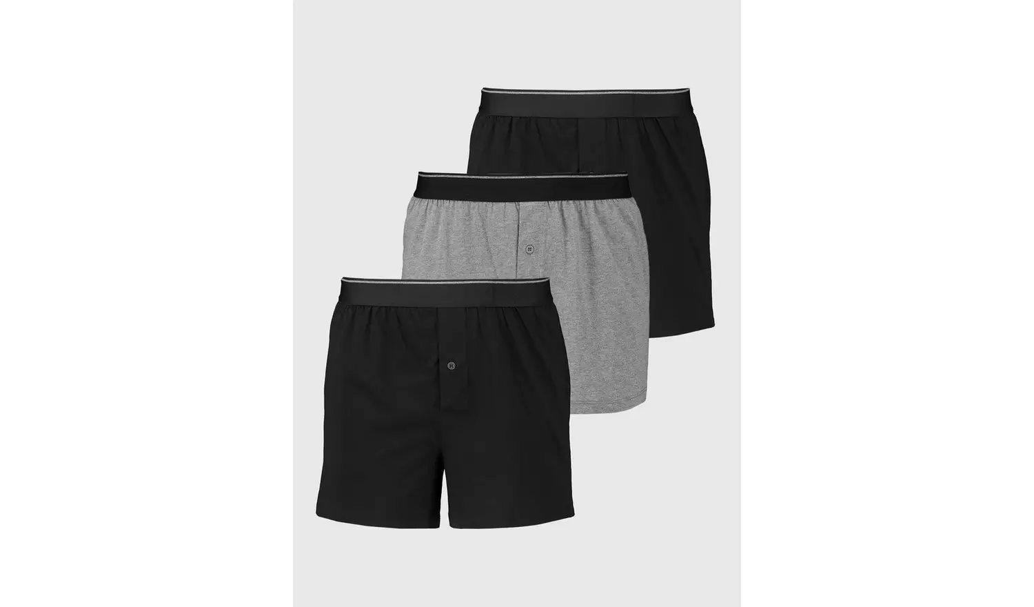 Black & Grey Jersey Boxers 3 Pack M
