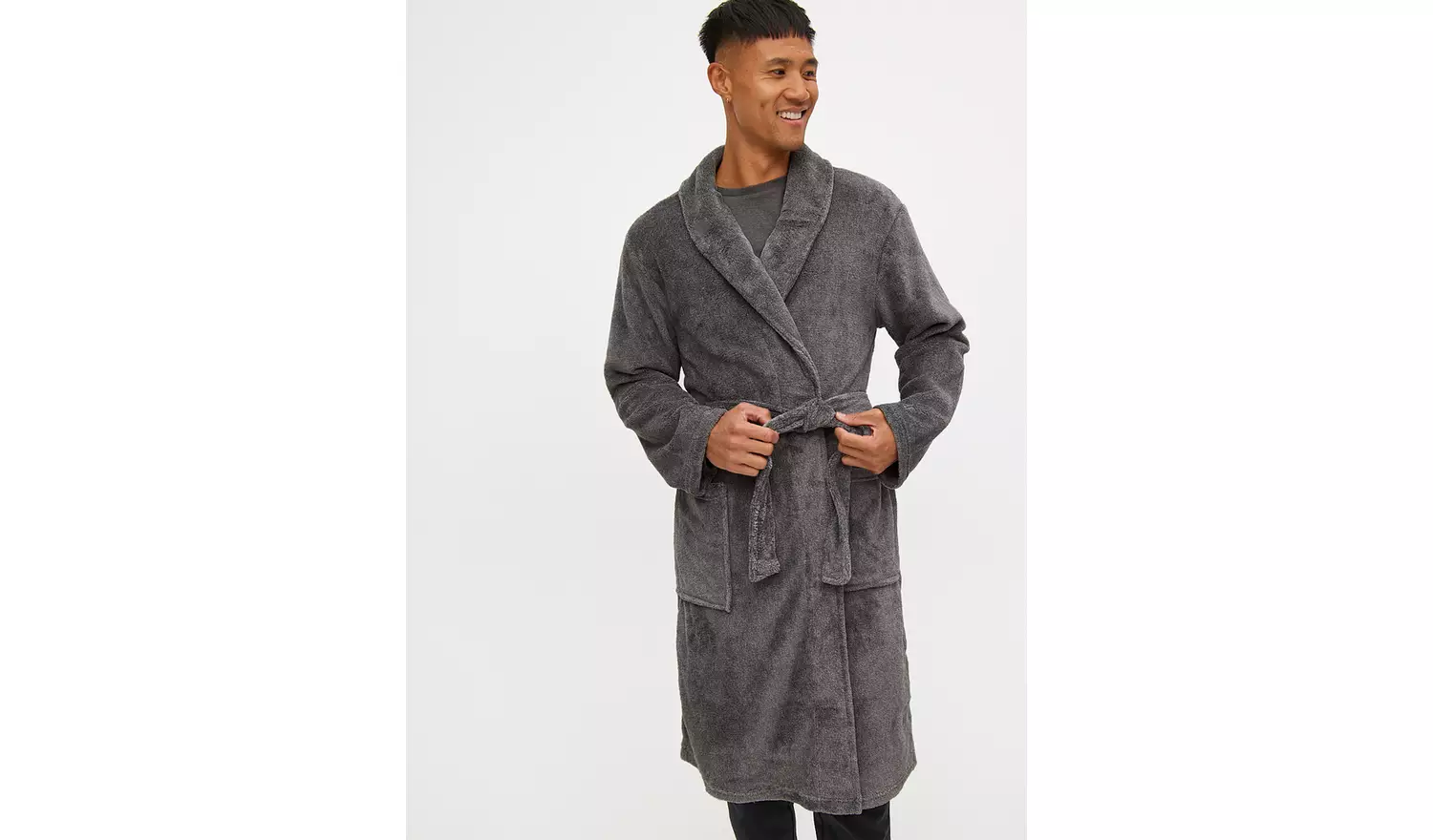 Grey Soft Fleece Dressing Gown XS