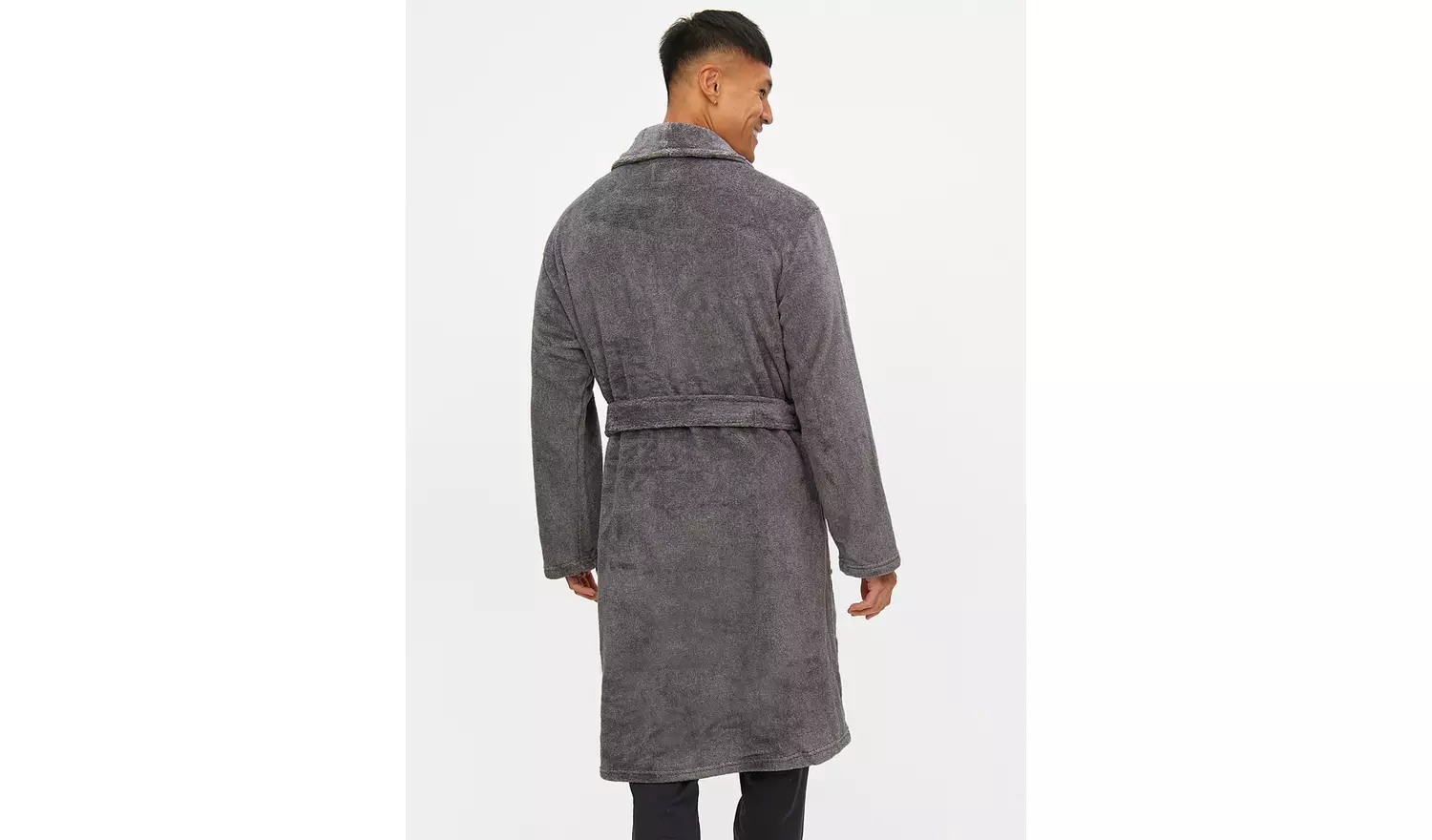 Grey Soft Fleece Dressing Gown XS