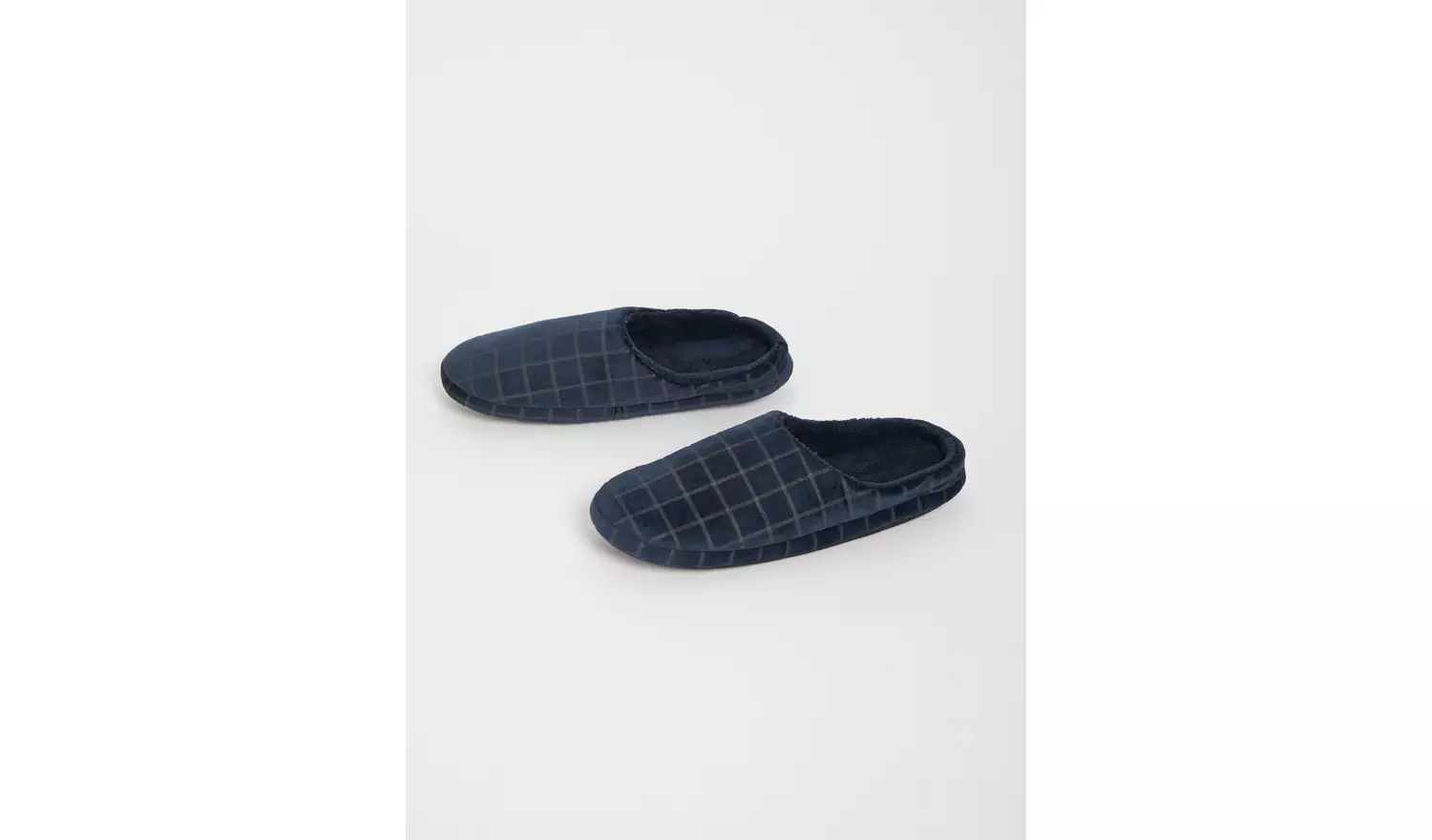 Navy Check Mule Slippers - S