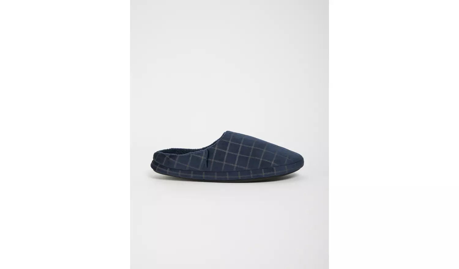 Navy Check Mule Slippers - S