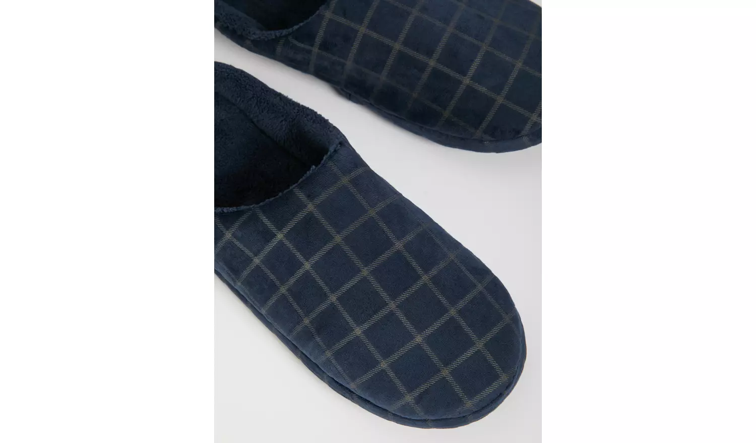 Navy Check Mule Slippers - S