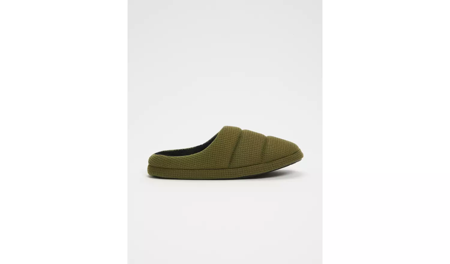 Olive Padded Mule Slippers With Memory Foam - S