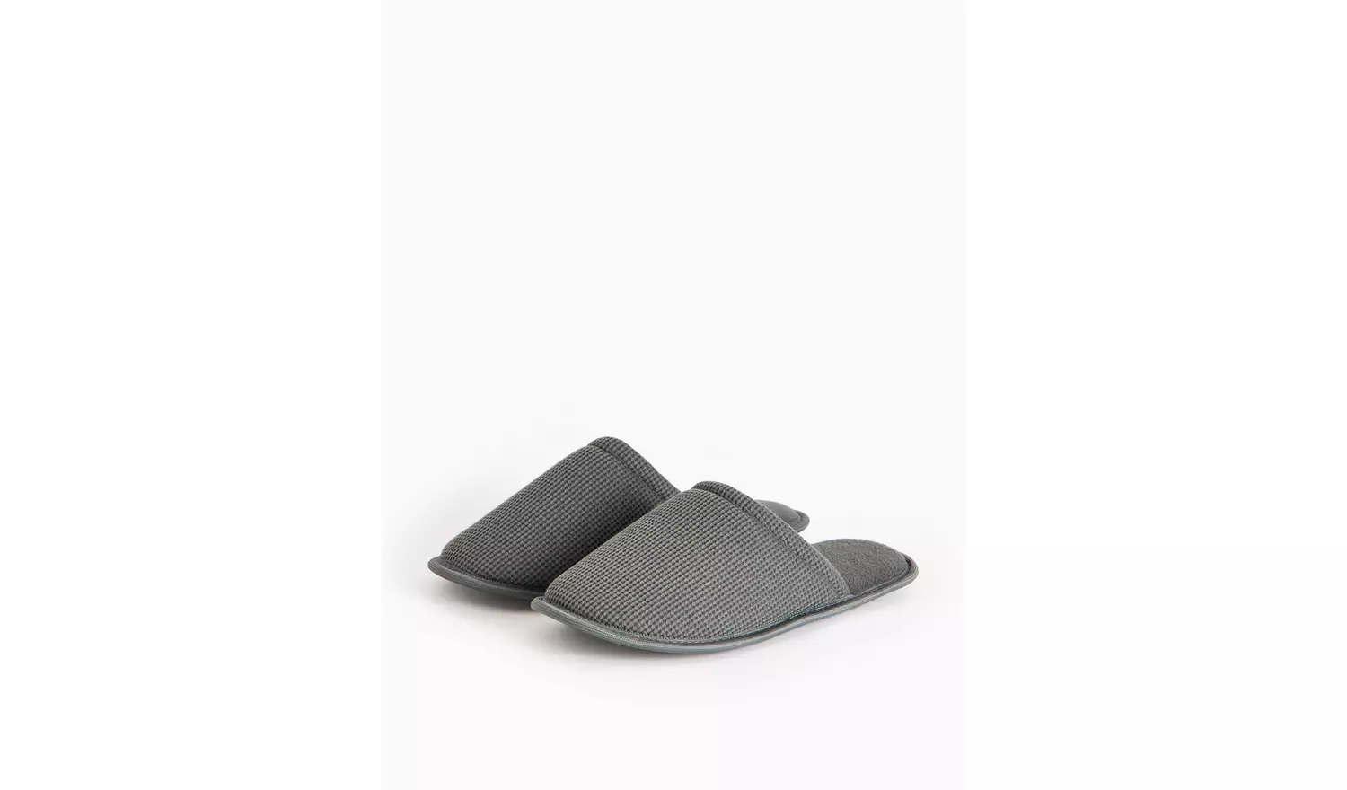 Grey Green Waffle Mule Slippers S