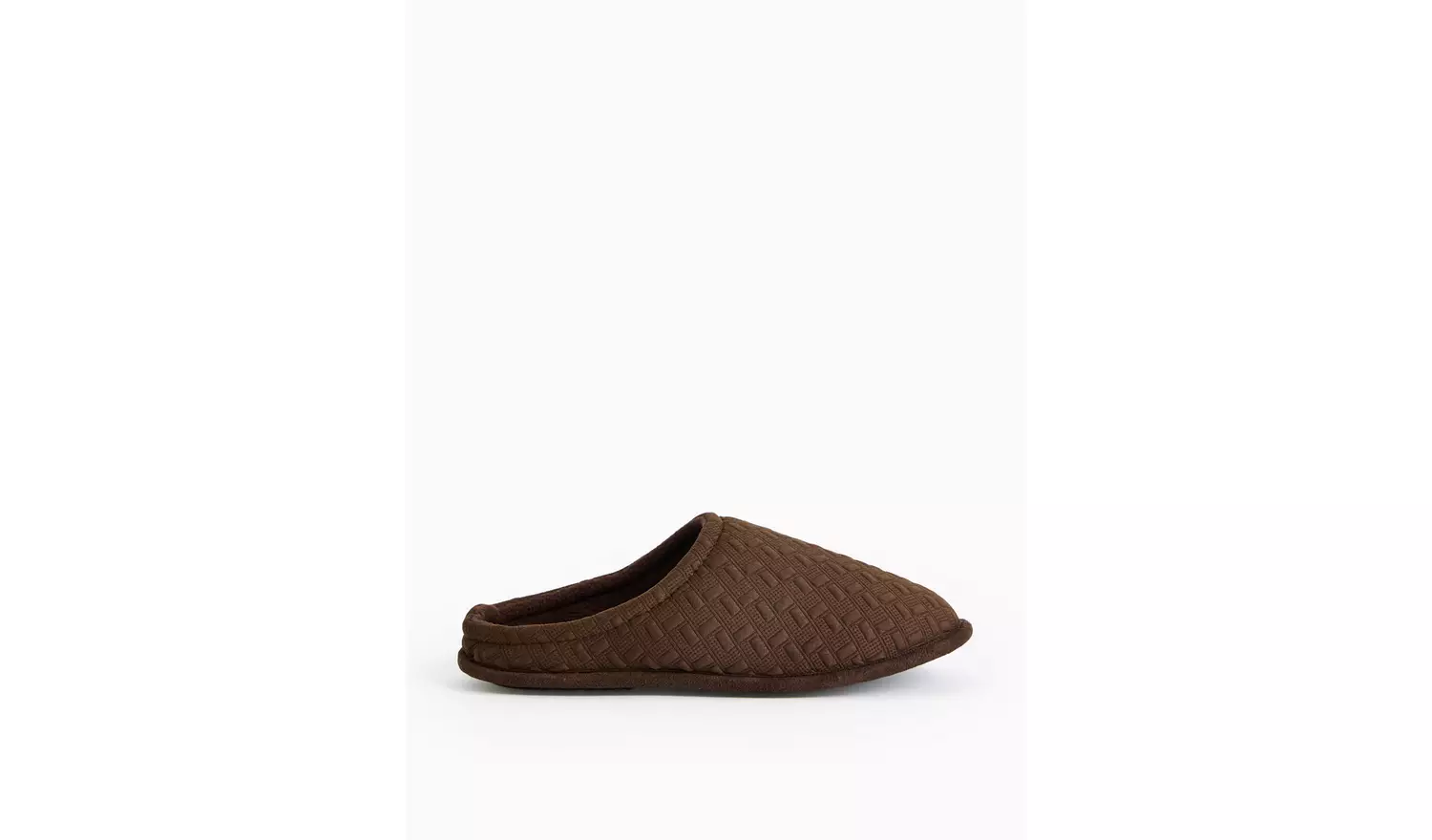Brown Textured Jersey Mule Slippers L
