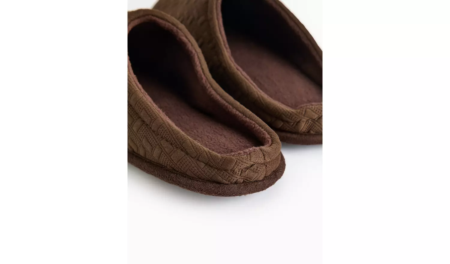 Brown Textured Jersey Mule Slippers L