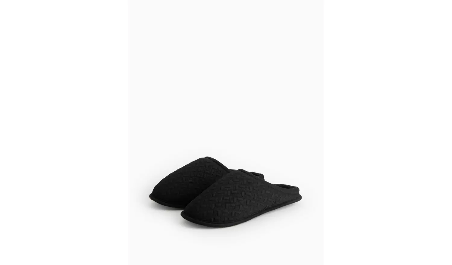 Black Textured Jersey Mule Slippers S