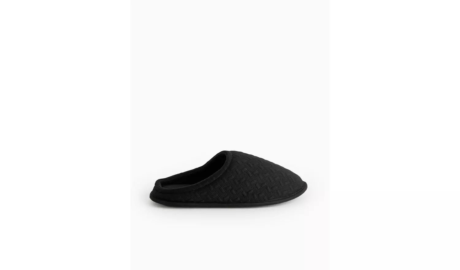 Black Textured Jersey Mule Slippers S