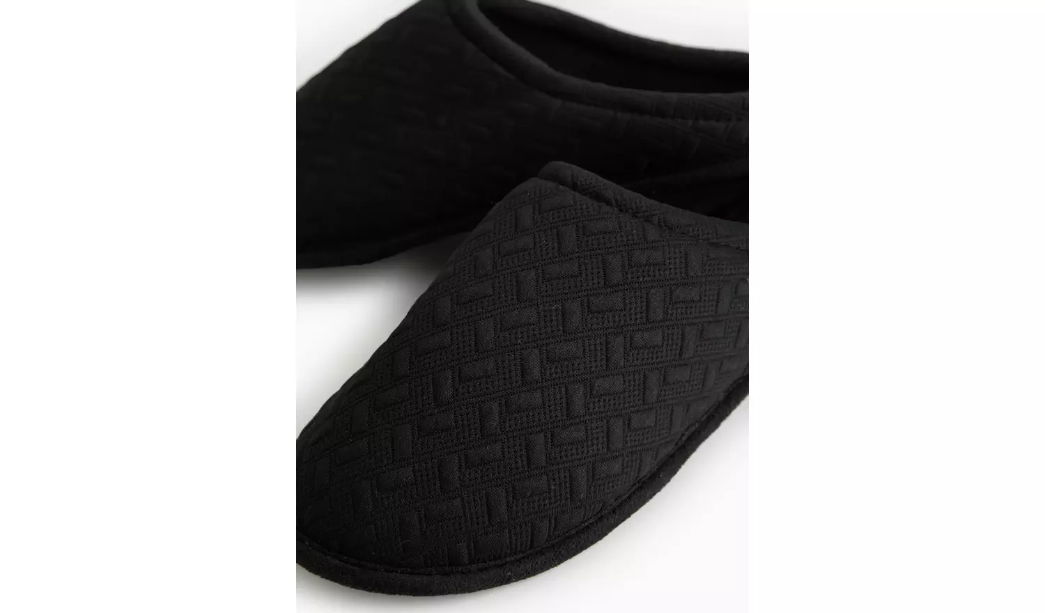 Black Textured Jersey Mule Slippers S