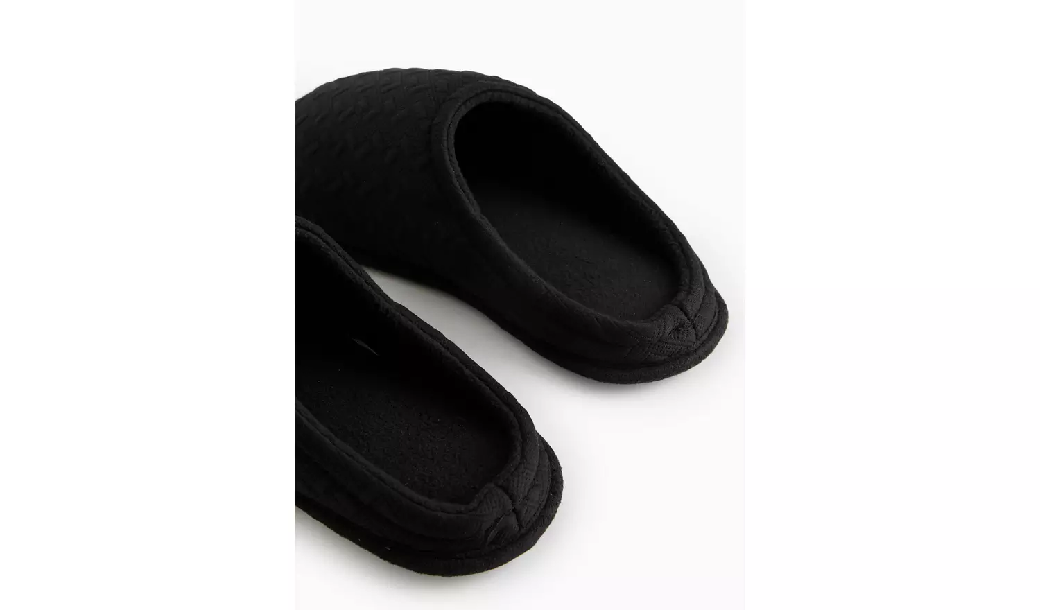 Black Textured Jersey Mule Slippers S