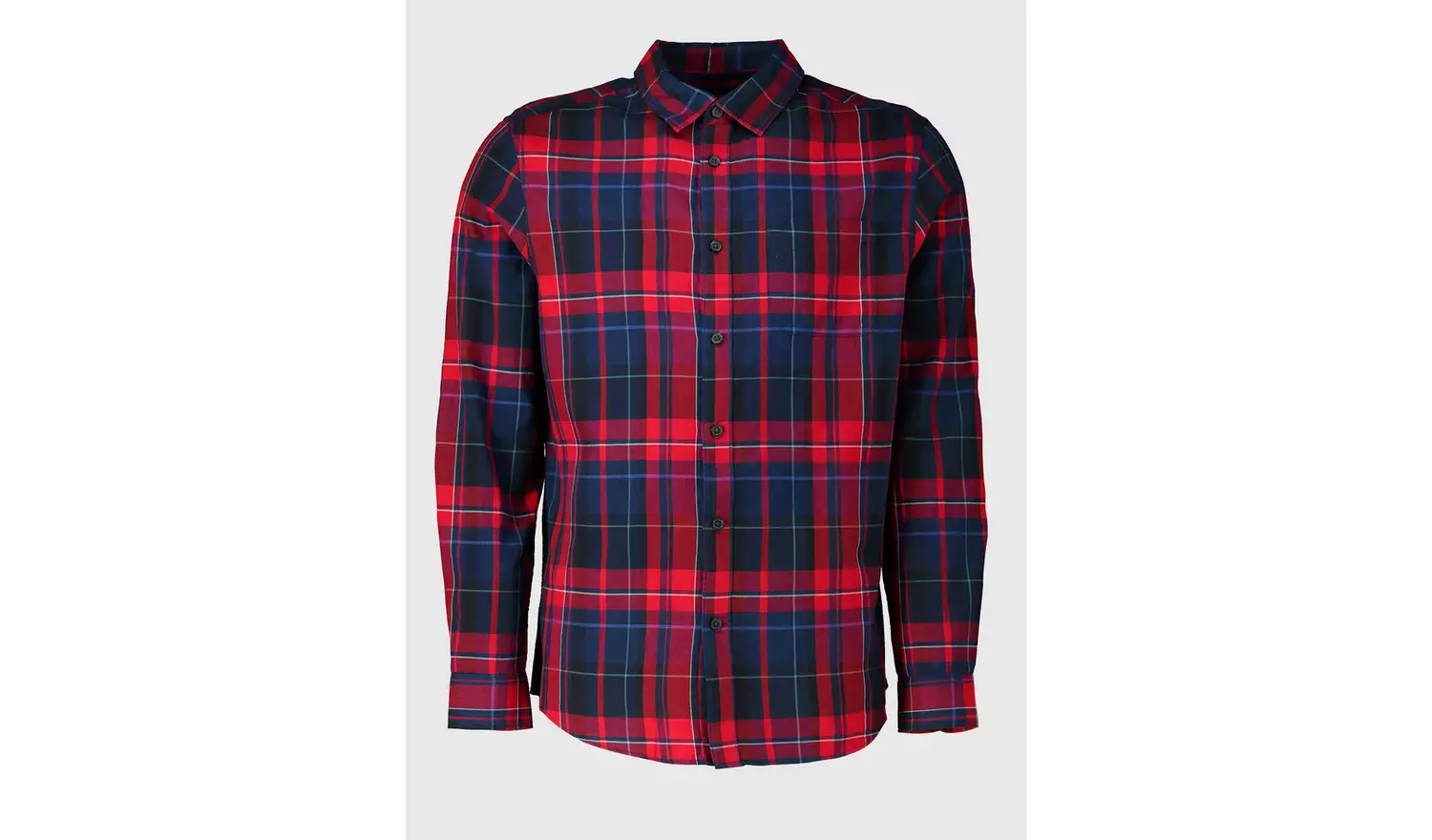Red & Navy Tartan Regular Fit Shirt - XL
