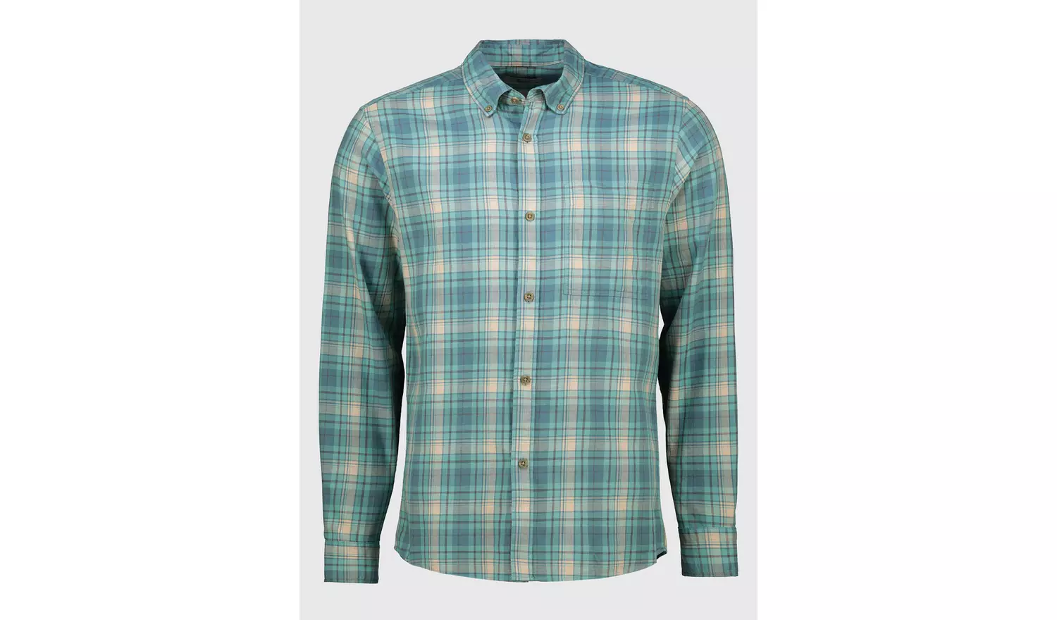 Turquoise Check Regular Fit Brushed Shirt - S