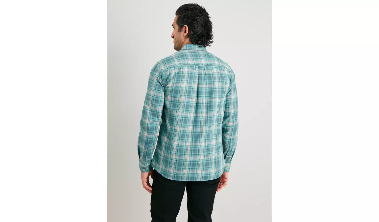 Turquoise Check Regular Fit Brushed Shirt - S