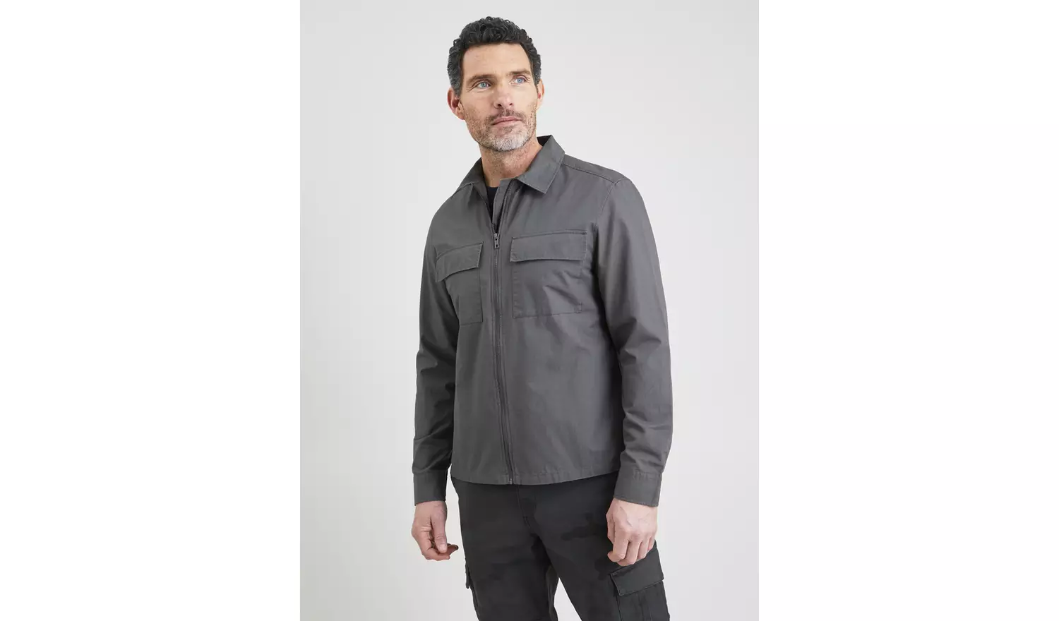Charcoal Grey Zip-Through Lightweight Technical Jacket - M