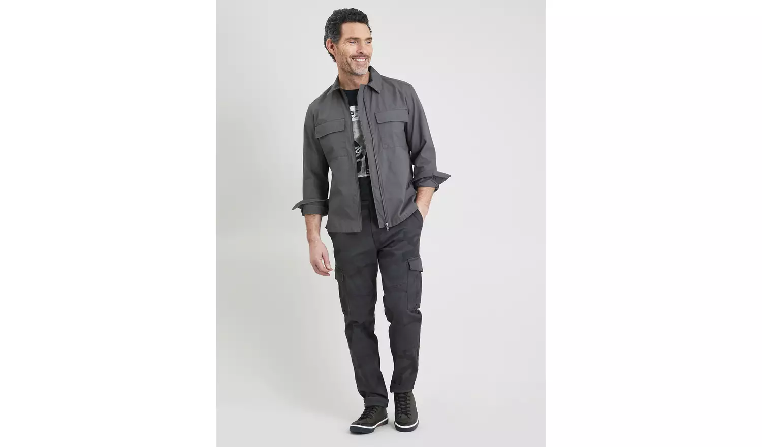 Charcoal Grey Zip-Through Lightweight Technical Jacket - L
