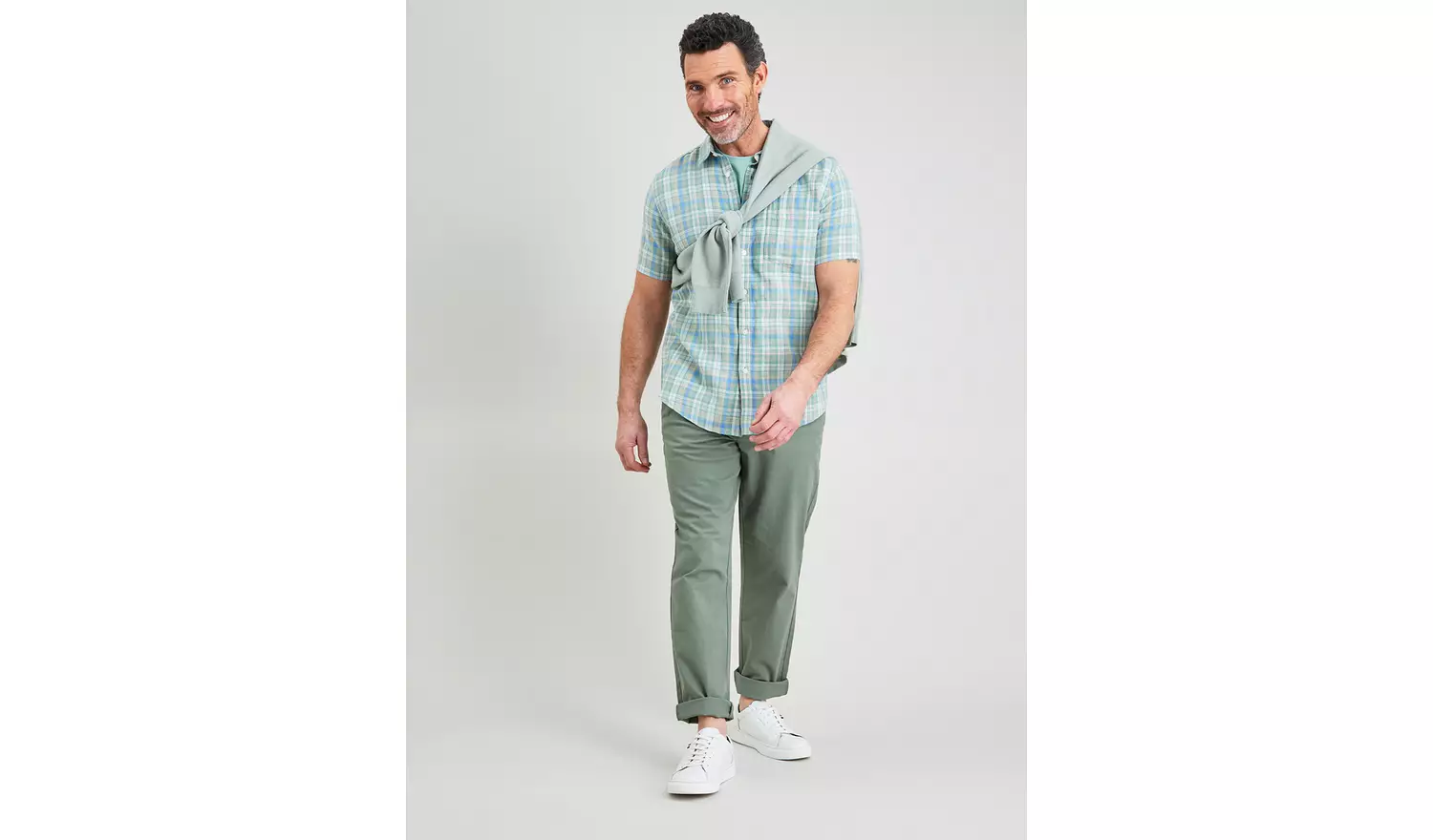 Blue Check Linen-Rich Shirt - XL