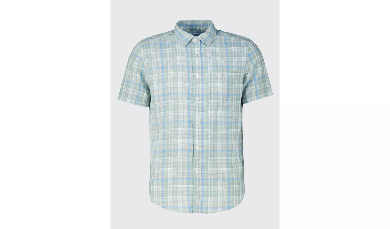 Blue Check Linen-Rich Shirt - S