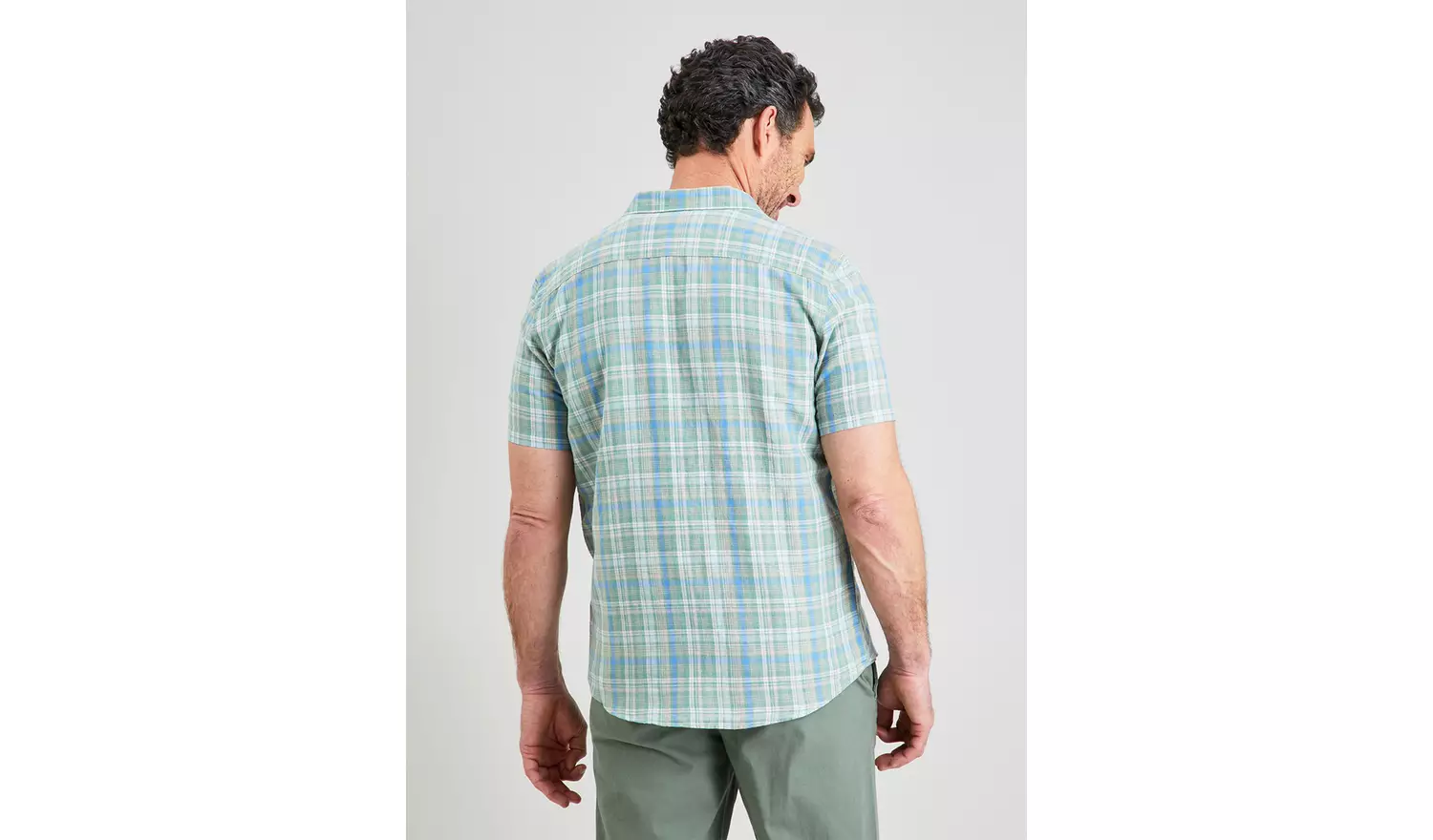 Blue Check Linen-Rich Shirt - XL
