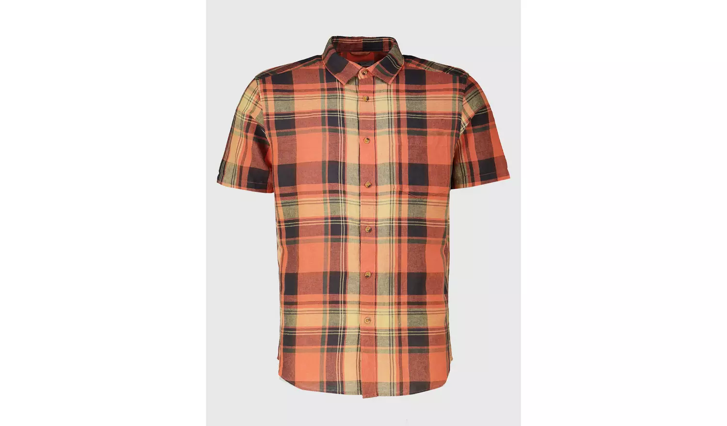 Orange Linen-Rich Check Shirt - XXXL