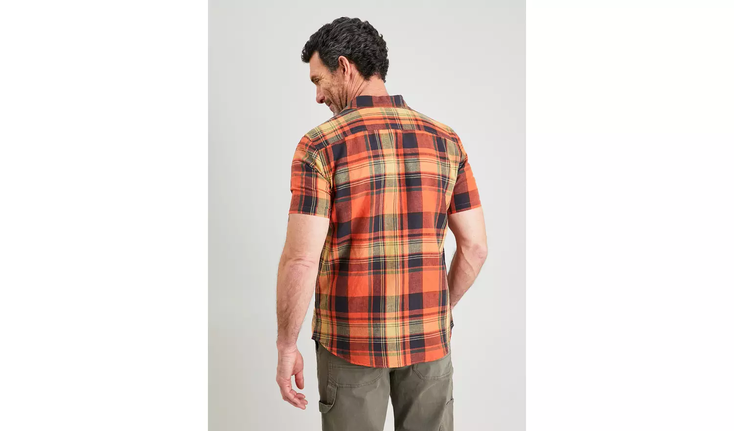 Orange Linen-Rich Check Shirt - XXXL