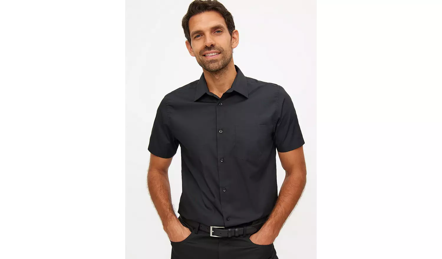 Black Regular Fit Easy Iron Shirts 2 Pack 14