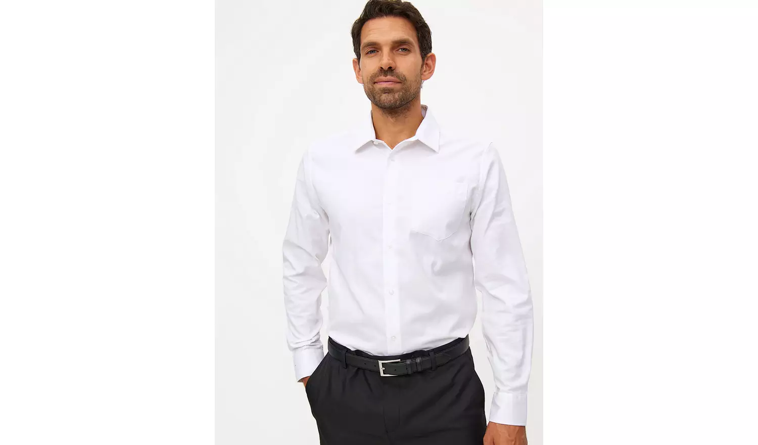 White Regular Fit Cotton Twill Long Sleeve Shirt 19