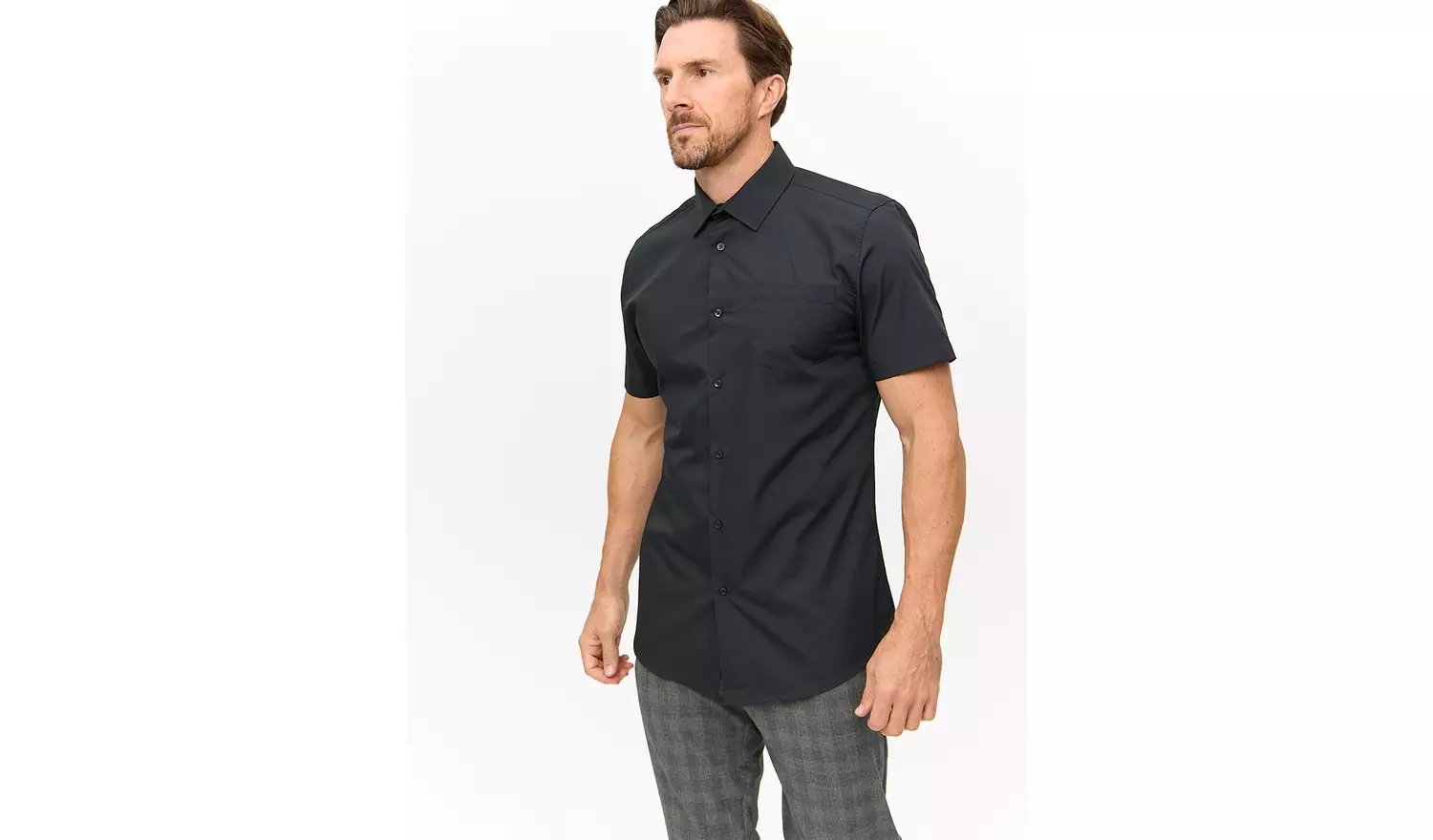 Black Slim Fit Short Sleeve Shirts 2 Pack 16.5
