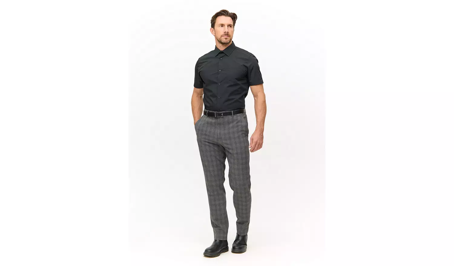 Black Slim Fit Short Sleeve Shirts 2 Pack 16.5